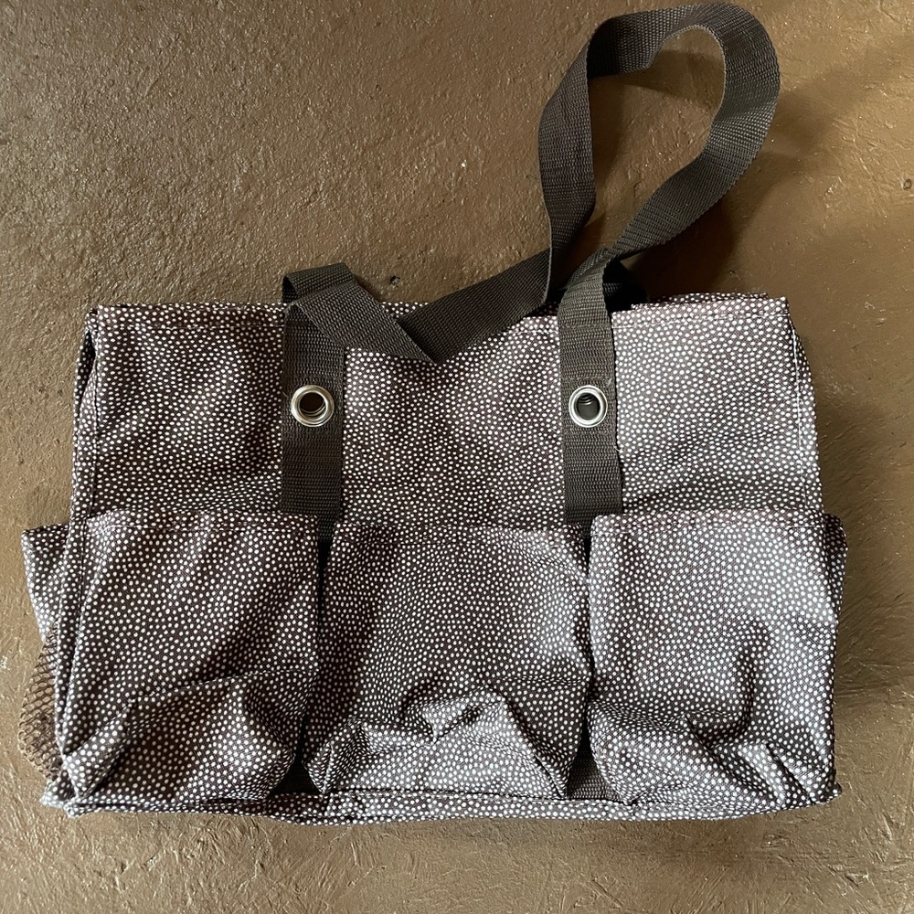 31 Brown polka dot, gently used Utility tote, smoke free home